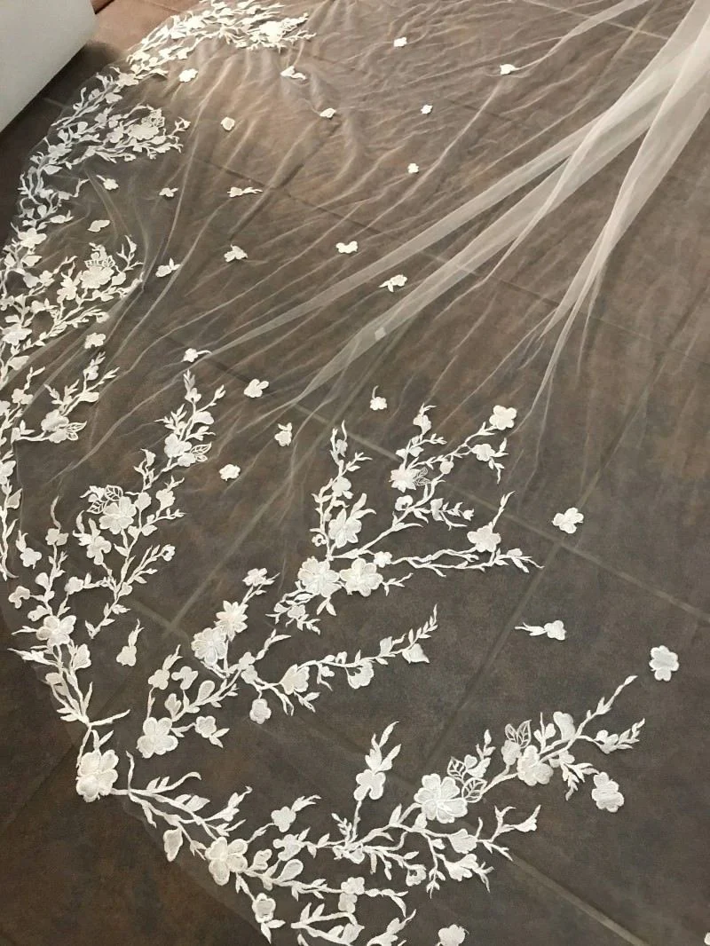 Wedding Veil Cathedral Length One Layer Lace Bridal Accessory - Image 3