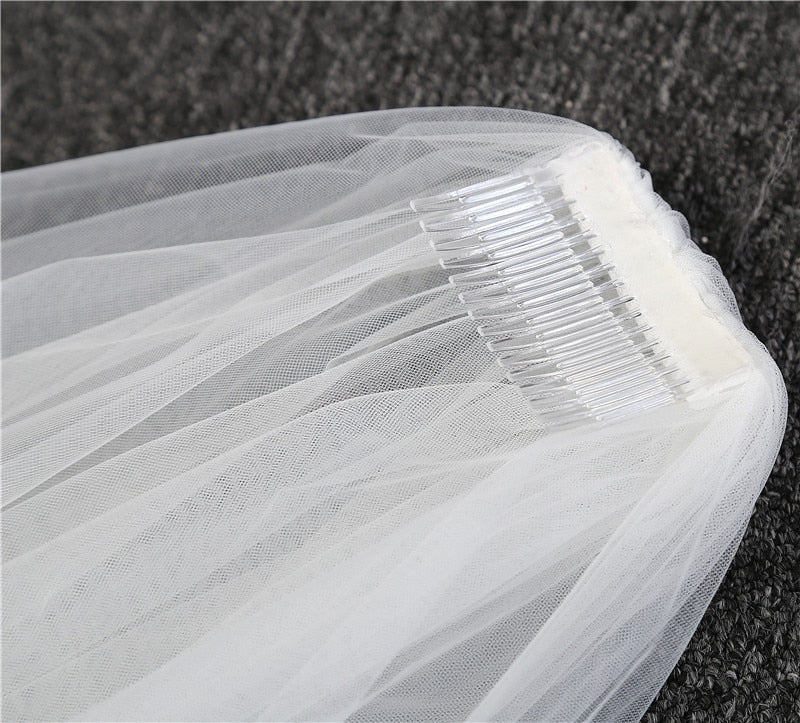 Wedding Veil Cathedral Length Two Layers Lace Edge Bridal Accessory - Image 4