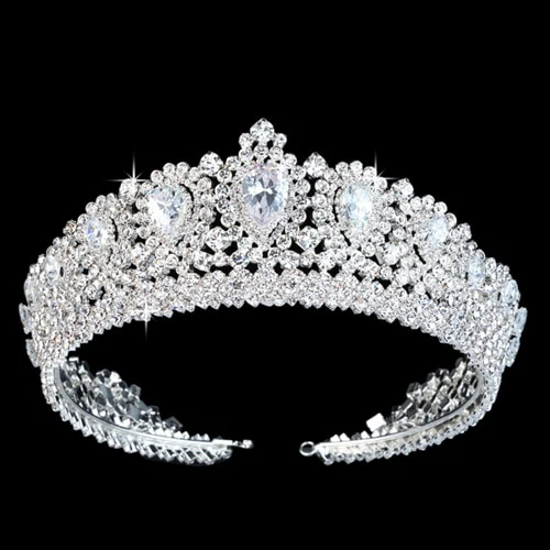 Zirconia Crystal Wedding Tiara Bridal Crown Hair Accessory - Image 3